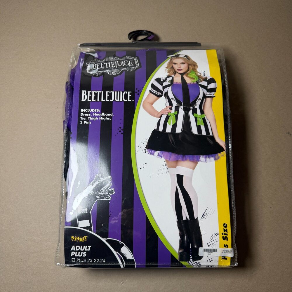 Spirit Halloween adult bettlejuice dress costume worn once plus size XXL party